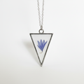Pressed Blue Bachelor's Button Necklace | Triangle Pendant