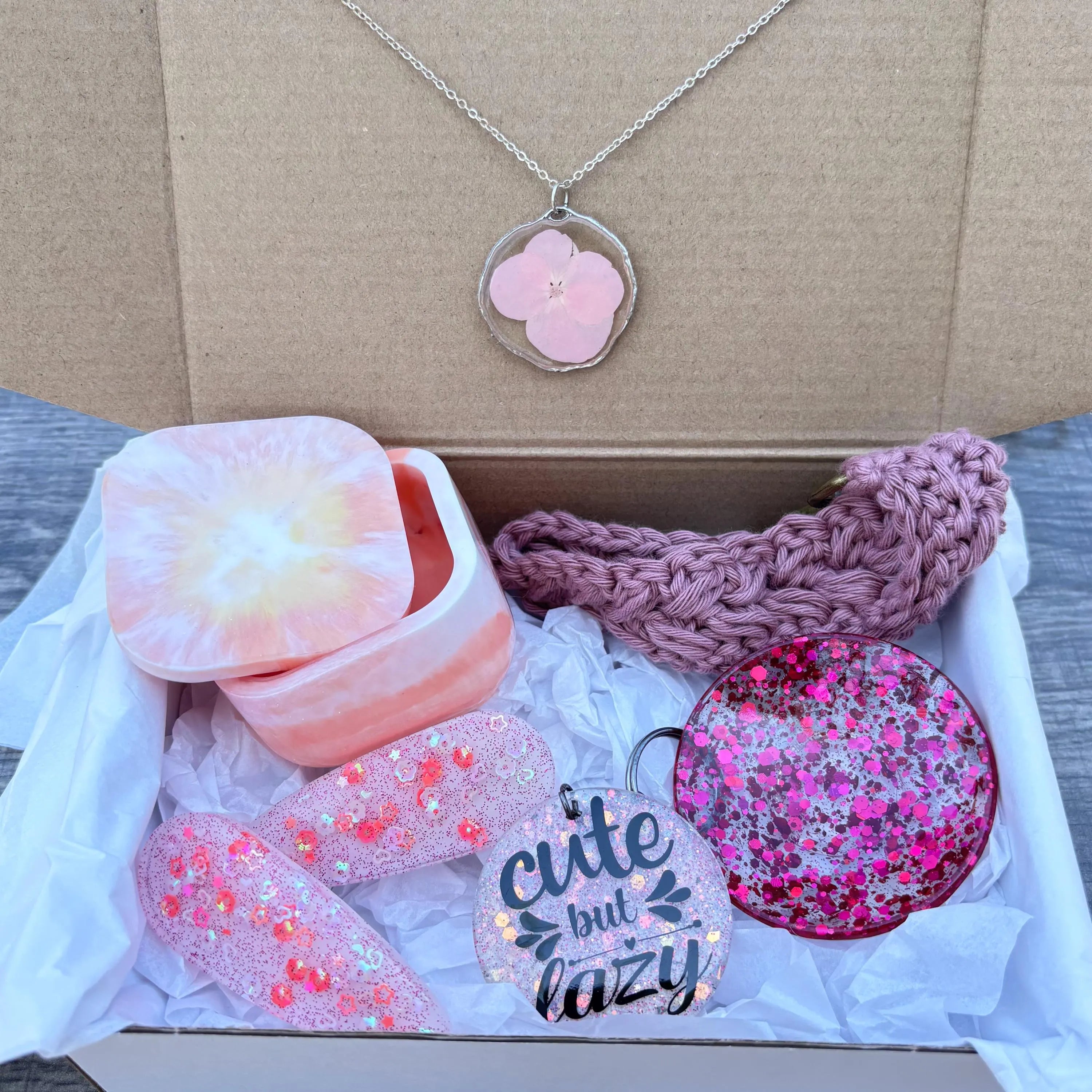 Color-Themed Mystery Box | Handmade Resin Jewelry, Crochet & Accessories | Personalized Gift Option